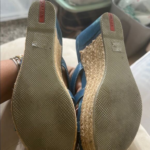 Prada Blue Wedge Sandals with Espadrille Heel Size EU 38 - Picture 4 of 6